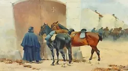 Buy Soldier And Horses. Signed J. Cusachs. Oil On Canvas. Spain. Xix Century • 12,787.62£