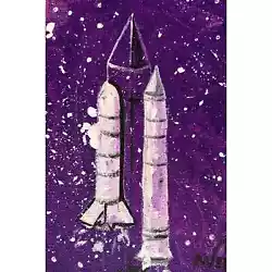 Buy Space Rockets Painting Galaxy Original Art Acrylic Wall Art Canvas Painting Smal • 37.21£