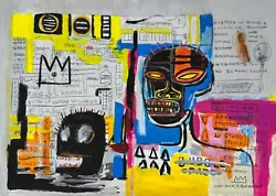 Buy Jean Michel Basquiat (Handmade) Mixed Media Paper Painting Signed And Stamped • 120.18£