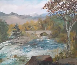 Buy Gilt Framed Mid Century Oil On Canvas Falls Of Dochart Perthshire By Kay Robson • 59.99£