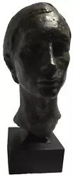 Buy Human Head Bust Black Sculpture Statue Square Base 46cm High Collectable • 70£