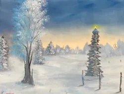 Buy Bob Ross Style Winter Landscape Oil Painting 16 X20   • 28.11£