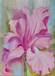 Buy Oil Original Painting On Canvas 12x9 Inches Iris Flower • 45.48£