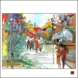 Buy ❤️ UNIQUE Watercolor Hand Painted✦Original Picture City Landscape Lantern Car☸�a3580 • 24.39£