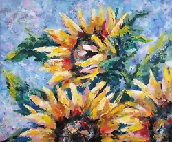 Buy Original Painting Oil Sunny Sunflowers By MariDani Art Year 2020 Palette Knife • 780£