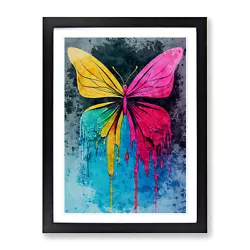 Buy Paint Drip Butterfly No.2 Abstract Wall Art Print Framed Canvas Picture Poster • 24.95£