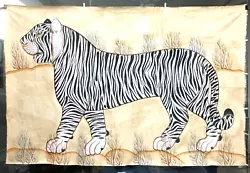 Buy Huge 80s JAMIE PARLADE WHITE TIGER PAINTING Handmade Canvas 70in X46in (11673) • 1,678.95£