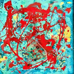 Buy Nebulous In Turquoise - Original Abstract Art Mixed Media Oil Painting 14 X14  • 182£