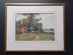 Buy Old Antique Watercolour Painting Old Original Picture Cottage In Landscape  • 35£