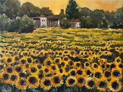 Buy Original Oil Painting Tuscany Sunflower Art Landscape Painting 12x16  Signed • 107.92£