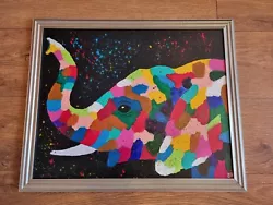 Buy Framed Large Original Painting Colourful Abstract Elephant Modern Art 57 X 46cm • 100£