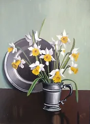 Buy Unframed Mid Century Oil On Card Daffodils In A Pewter Tankard A C Mars 1949 • 44.99£