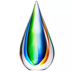 Buy Hand Blown Teardrop Sommerso Art Glass Sculpture -  7.5 Inches Tall • 66.14£