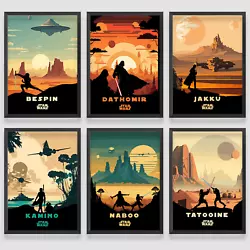 Buy Star Wars Planets Wall Art Classic Poster Print Picture Retro Vintage A4A3 • 3.49£