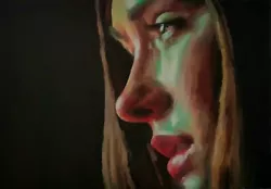 Buy Oil On Canvas Painting Woman Portrait By Simona Zecca Cm 100x50 Black Background • 518.96£