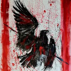 Buy Original Mario Mendoza  Wounded Eagle  Oil Painting Pop  Modern Art Portrait • 250£