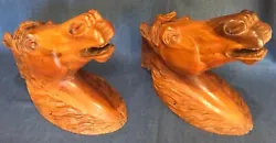 Buy Two Wall-Mounted Horse Heads Carved Art Sculpture Wood Detailed • 1,535.61£