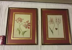 Buy Pair Of  Vintage Watercolor Prints Flowers Butterfly Texas Estate Sale • 106.67£