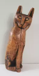 Buy Vintage Folk Art Cat Carved Wood Sculpture Heavy Wooden Statue Figure Animal • 69.46£