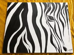 Buy Zebra Handmade Black&White Painting Size 102x 81 Cm • 14.99£