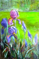 Buy Iris Original Oil Painting On Canvas 16x24 Inches • 65£