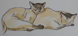 Buy Watercolour Painting After Théophile-Alexandre Steinlen 2 Siamese Cats • 29.99£