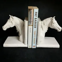 Buy Pair Of Horse Head Marble Bookends / Sculptures - Made In England • 89£