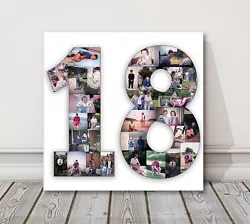 Buy Number Photo Collage Canvas Print 1 2 3 18 21 50 70 80 . Birthday Present Gift  • 31.95£