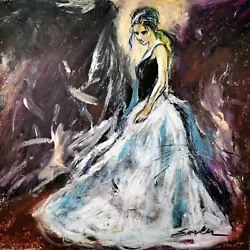 Buy Dancing Girl - Pastel Charcoal Figure Painting On Canvas Art Wall Print 24X24 • 124.03£