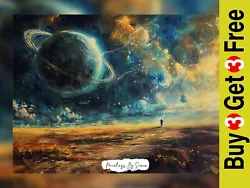 Buy Stellar Solitude, Cosmic Voyager Oil Painting Print 5 X7  On Matte Paper • 4.99£