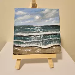 Buy Original Ocean, Beach Painting, Hand Painted On Small Canvas 10 Cm • 15.77£