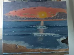 Buy Bob Ross Style Oil Painting- On Sunset • 41.43£