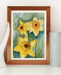 Buy Daffodils Flower | Original Painted | Watercolour Painting | Botanical | Signed • 16£