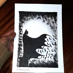 Buy Batman, Contemporary Minimalism Black & White Painting (A4) • 6£