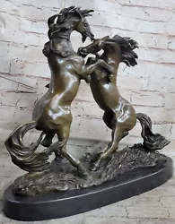 Buy Art Deco Signed Original Two Wild Stallion Fighting Horse Horses Bronze Artwork • 283.70£
