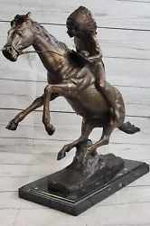 Buy Signed Remington Native American Indian Riding Horse Bronze Sculpture Artwork • 315.76£