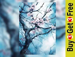 Buy Atmospheric Cherry Blossom Tree Watercolor Painting Print - Graceful Forms 5 X7  • 4.99£