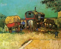 Buy Encampment Of Gypsies With Caravans By Vincent Van Gogh-1888 Art Painting Print • 6.79£