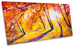 Buy Sunset Forest Trees Paint Repro PANORAMIC CANVAS WALL ARTWORK Print Art • 39.99£