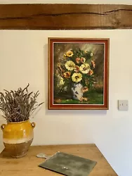 Buy Vintage French Oil Painting, Still Life Vase Of Flowers, Signed, Framed, 53 X 62 • 60£