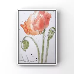 Buy Poppy Art Poppy Watercolor Painting Original Floral Art Gift From Ukraine 5x6  • 20.72£