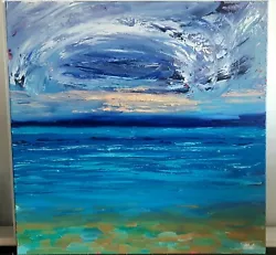 Buy Seascape Blue Sky Colours Painting - Large Size - Unframed -Rolled Canvas  • 100£