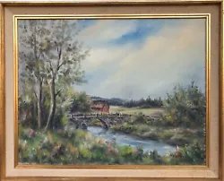 Buy Impressionist Naturlandschaft IN Sweden River Bridge House Clouds 62, 5X51 • 112.80£
