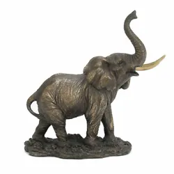Buy Elephant With Raised Trunk Cold Cast Bronze Statue NEW • 80.44£