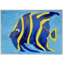 Buy ACEO ORIGINAL PAINTING Mini Collectible Art Card Water Animal Blue Fish Ooak • 8.25£