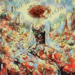 Buy Girl In Flower Field, Oil Art, In Wall Art, Decor, Wallpaper Background PNG File • 1.26£