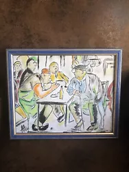 Buy Expressionist Watercolor Painting Of A Scene At The Café Signed André Meurice • 257.41£