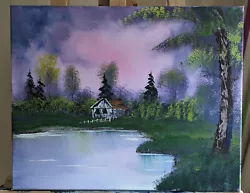Buy Bob Ross Style Painting Original -  Cabin By The Pond • 15£