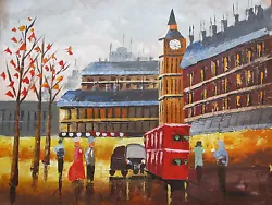 Buy London Large Oil Painting Canvas Cityscape British Modern Contemporary Original • 14.95£