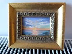 Buy Original Framed Oil Painting Coastal Sunset. Small 17.5cm X 14.5cm Framed VGC • 12£